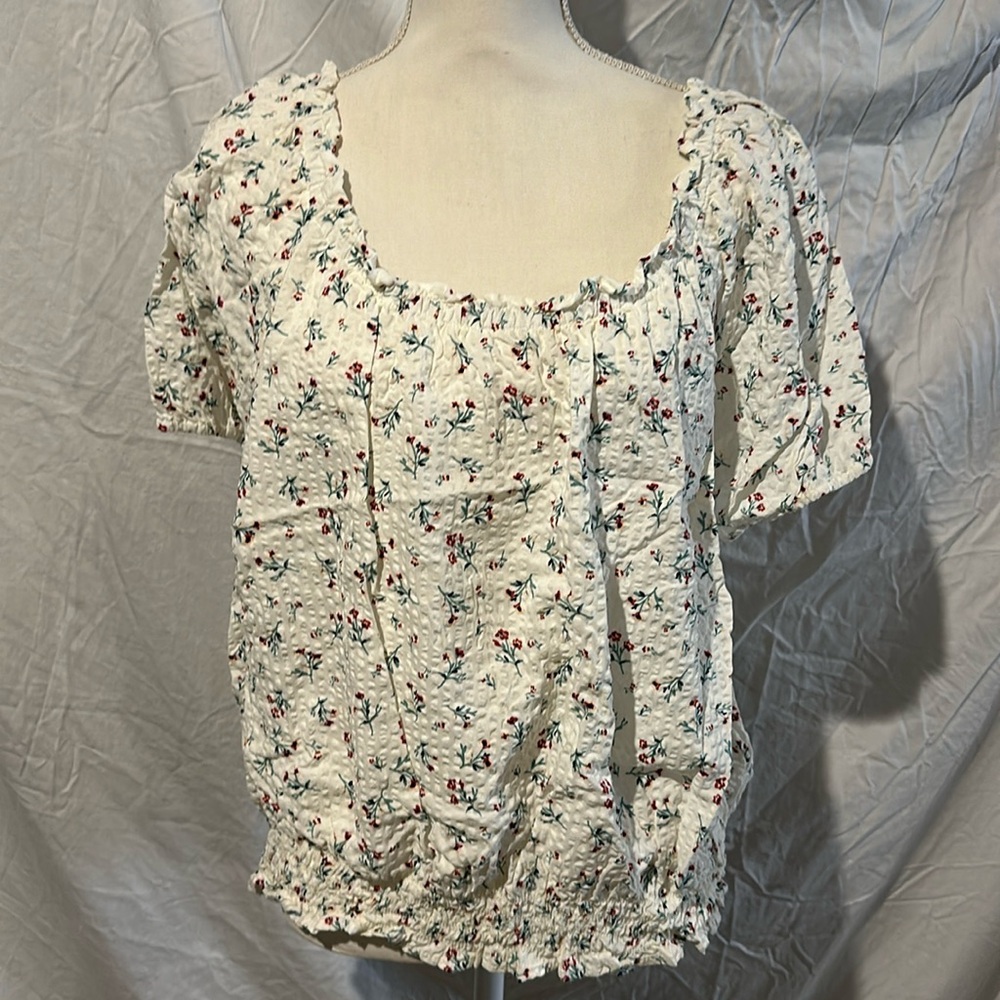 Falls Creek Floral Print Top - Cream and Red